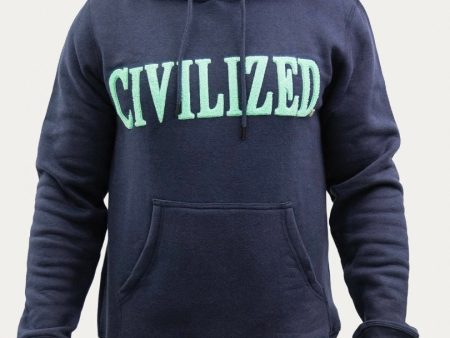 Civilized Nation Hoodie - NAVY BLUE TEAL For Cheap