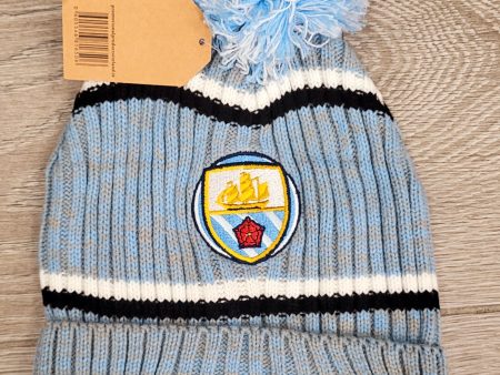 Man City Fleece Lined Bobble Hat For Sale