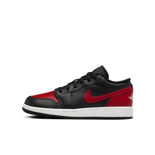 Big Kid s Air Jordan 1 Low- BLACK VARSITY RED-SUMMIT WHITE For Cheap