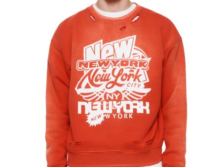 Purple Brand Oversized Crewneck- NYC STACK RED on Sale