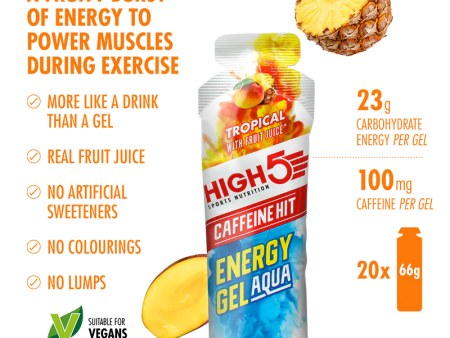 High 5 Energy Gel Aqua | Caffeine | Tropical For Sale