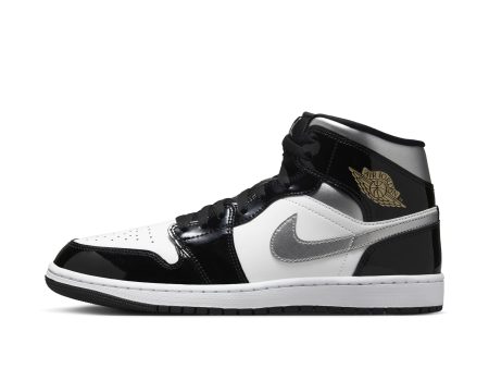 Men s Air Jordan 1 Mid - BLACK METALLIC SILVER-WHITE Online Sale