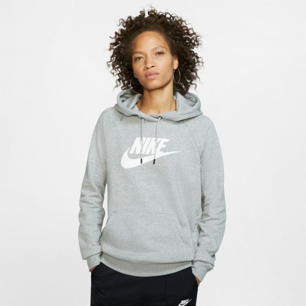 Womens Nike Sportswear Essential Hoodie - DK GREY HEATHER WHITE Online Hot Sale