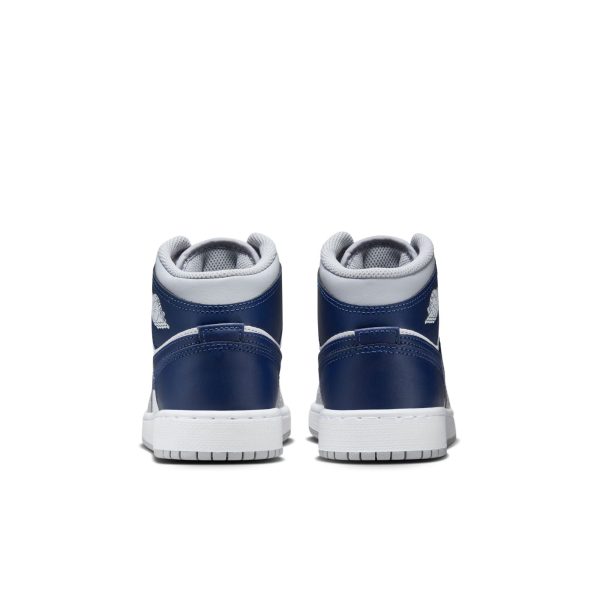 Big Kid s Air Jordan 1 Mid - WHITE MIDNIGHT NAVY-WOLF GREY Sale