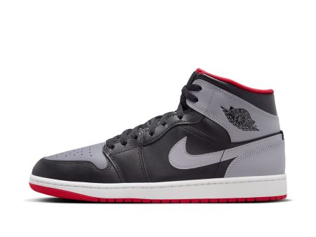 Men s Air Jordan 1 Mid- BLACK CEMENT GREY-FIRE RED-WHITE Supply