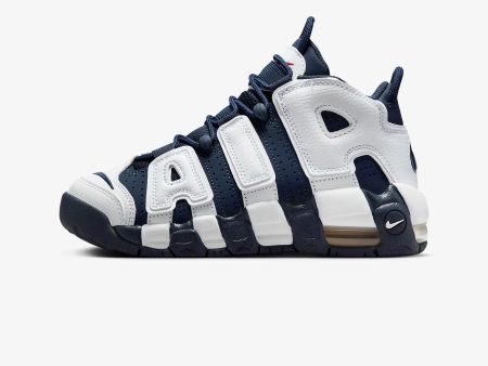 Big Kid s Nike Air More Uptempo - WHITE MIDNIGHT NAVY-METALLIC GOLD Discount