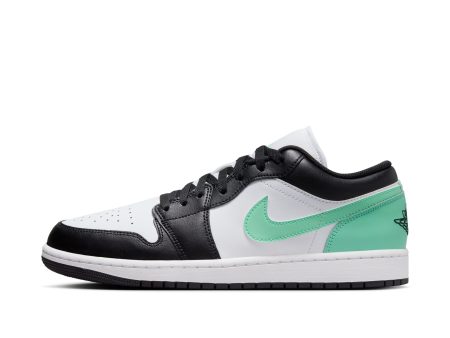 Men s Air Jordan 1 Low-WHITE BLACK-GREEN GLOW Cheap