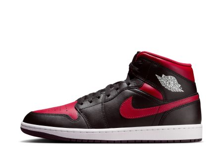 Men s Air Jordan 1 Mid- BLACK VARSITY RED-SUMMIT WHITE For Sale