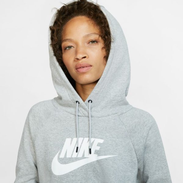 Womens Nike Sportswear Essential Hoodie - DK GREY HEATHER WHITE Online Hot Sale