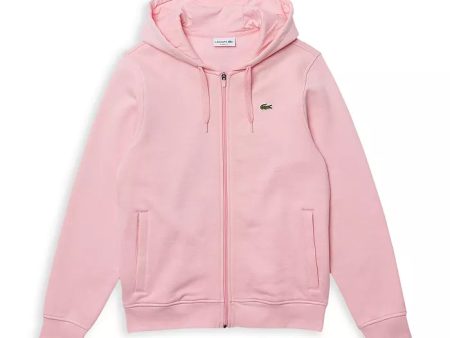 Lacoste Kangaroo Pocket Fleece Hoodie - PINK For Sale