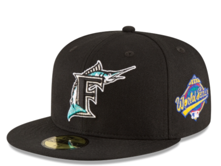 FLORIDA MARLINS WORLD SERIES BLACK WOOL 59FIFTY FITTED For Sale