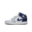 Big Kid s Air Jordan 1 Mid - WHITE MIDNIGHT NAVY-WOLF GREY Sale