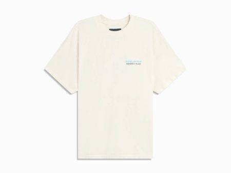 Beverly Hills icon tee   natural + clearwater blue For Cheap