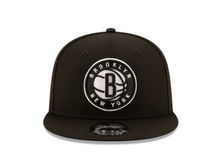 New Era Brooklyn Nets Snapback Hat- BLACK WHITE on Sale